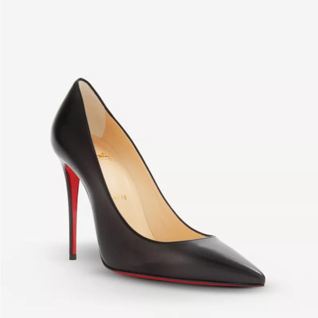 Christian Louboutin Kate 100 Leather Courts in Black, Size 42 NEW + DustBags