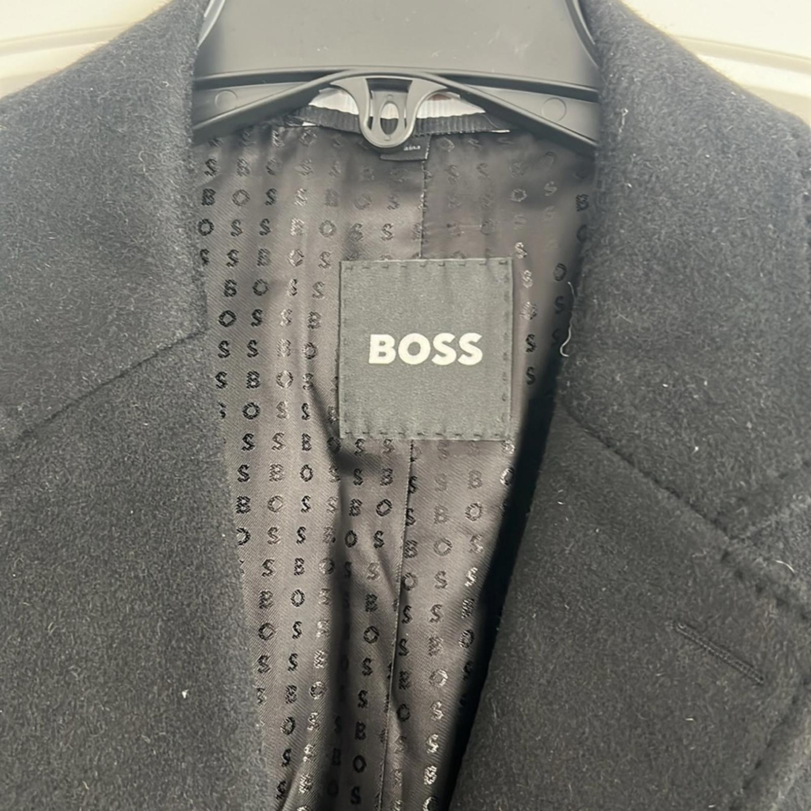 BOSS Cashmere-Wool Trench Coat in Black, Size IT 56, US 46R New w/o Tag