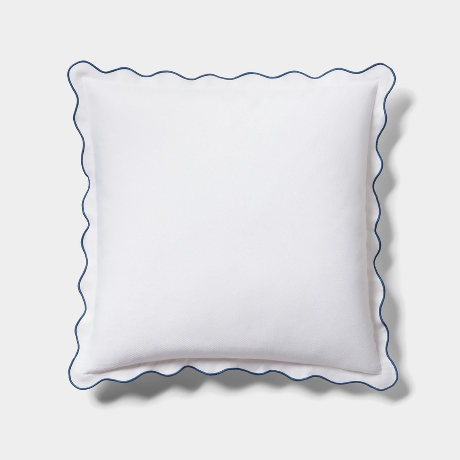 Lauren Ralph Lauren Home Piqué Scallop Euro Sham in White Blue, NEW $135