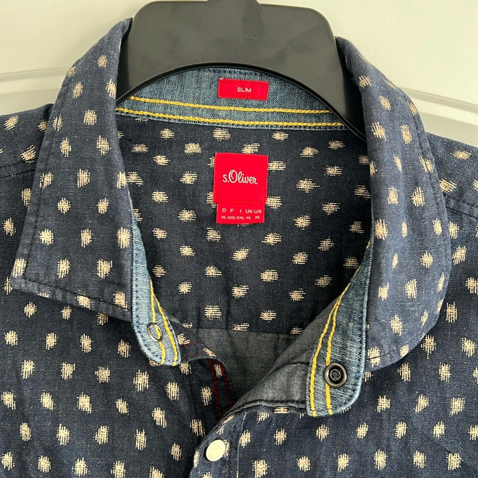 s.Oliver Slim Fit Shirt with All-Over Print, Denim Shirt, Size XL EXCELLENT!