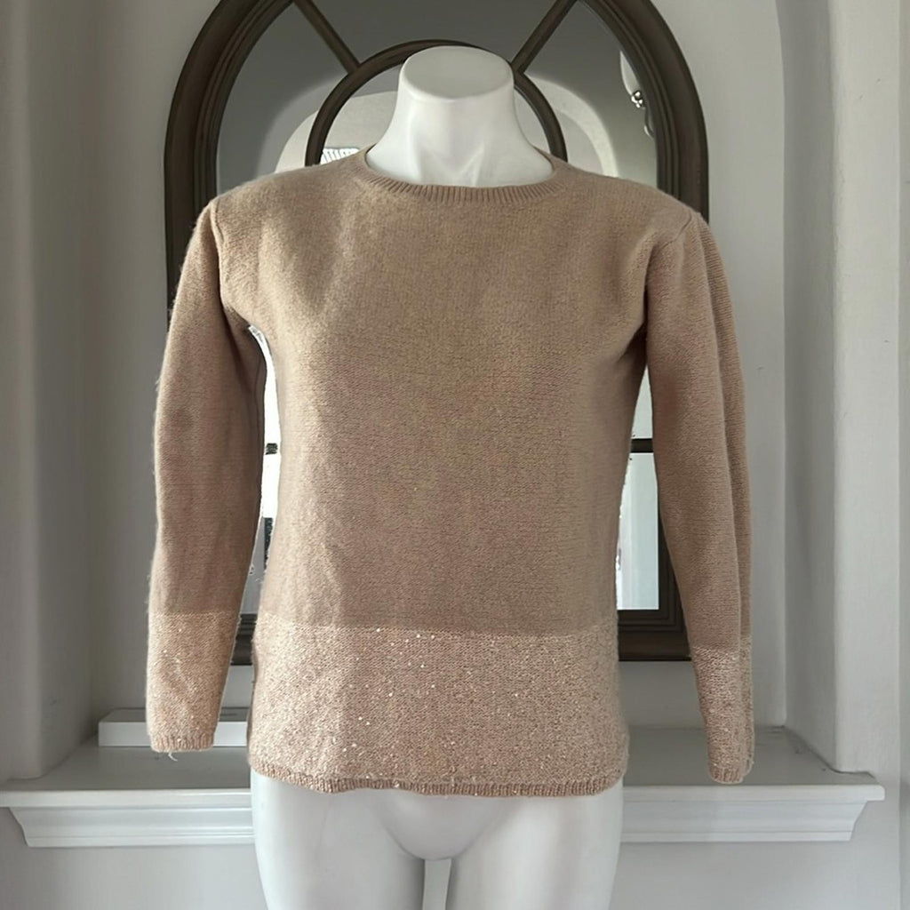 MaxMara Cashmere-Wool Crewneck Sequin Detail Sweater, Size M