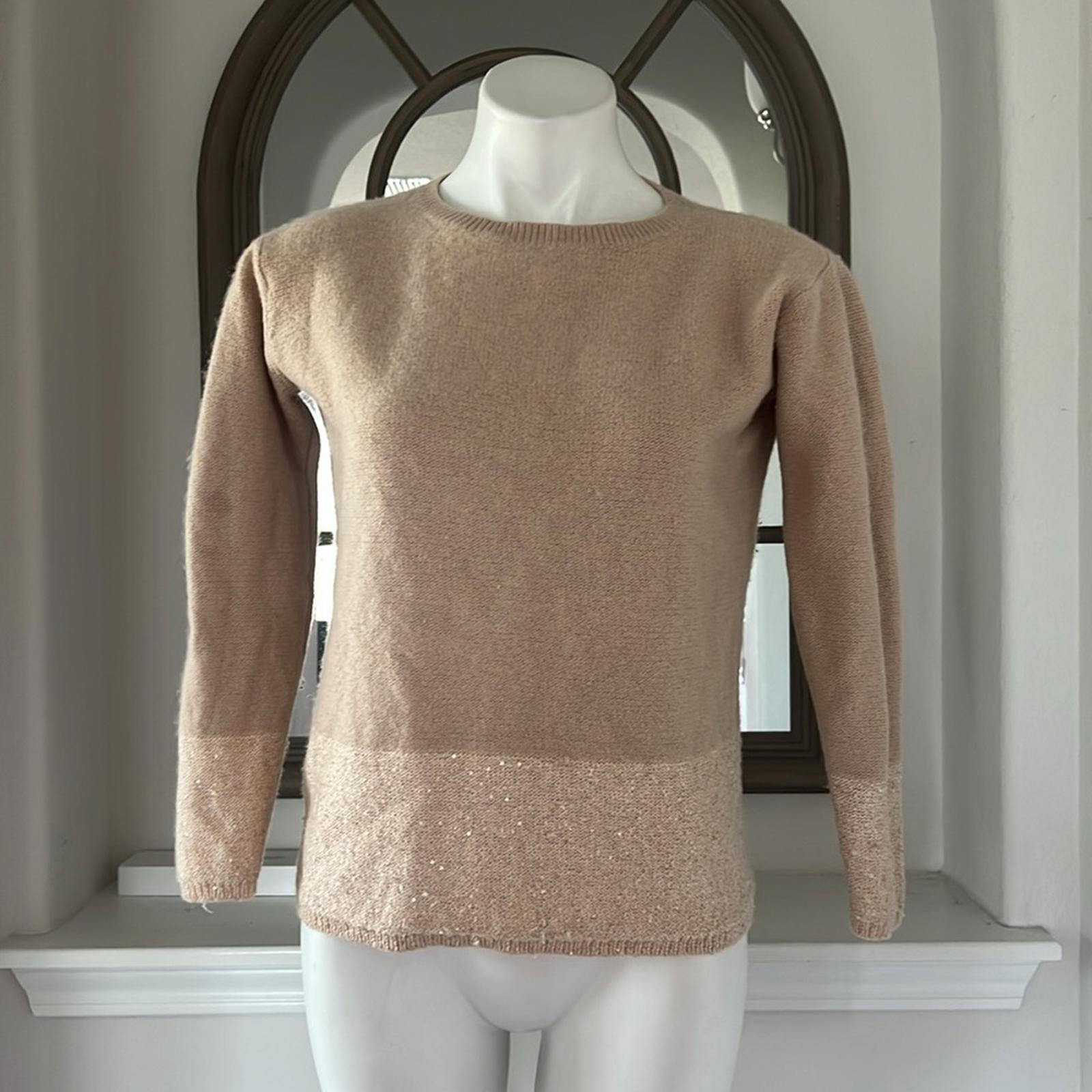 MaxMara Cashmere-Wool Crewneck Sequin Detail Sweater, Size M