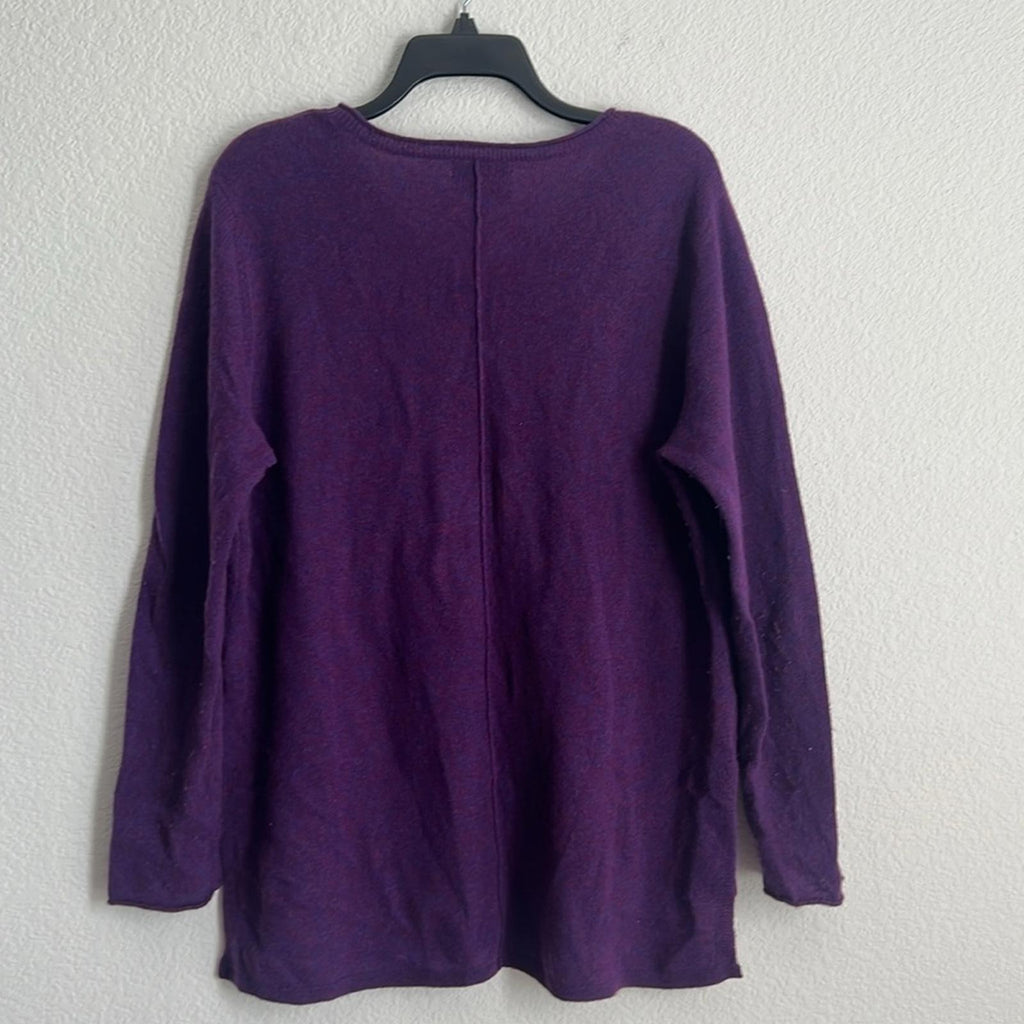 Belle France Cashmere V-Neck Sweater in Purple, Size L EXCELLENT