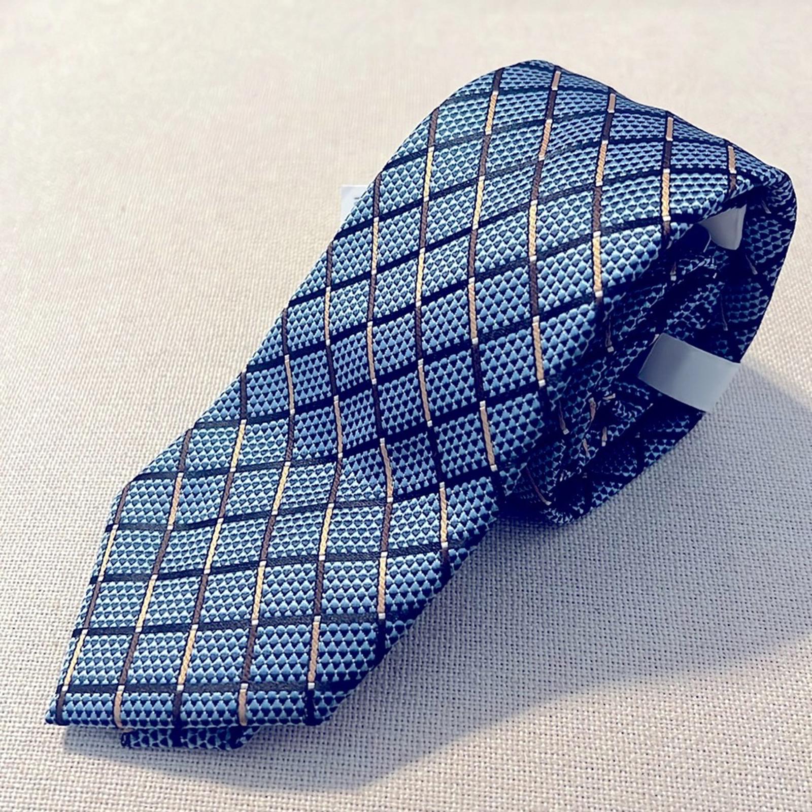 Perry Ellis Portfolio Sloane Grid Navy Neck Tie, New w/Tag