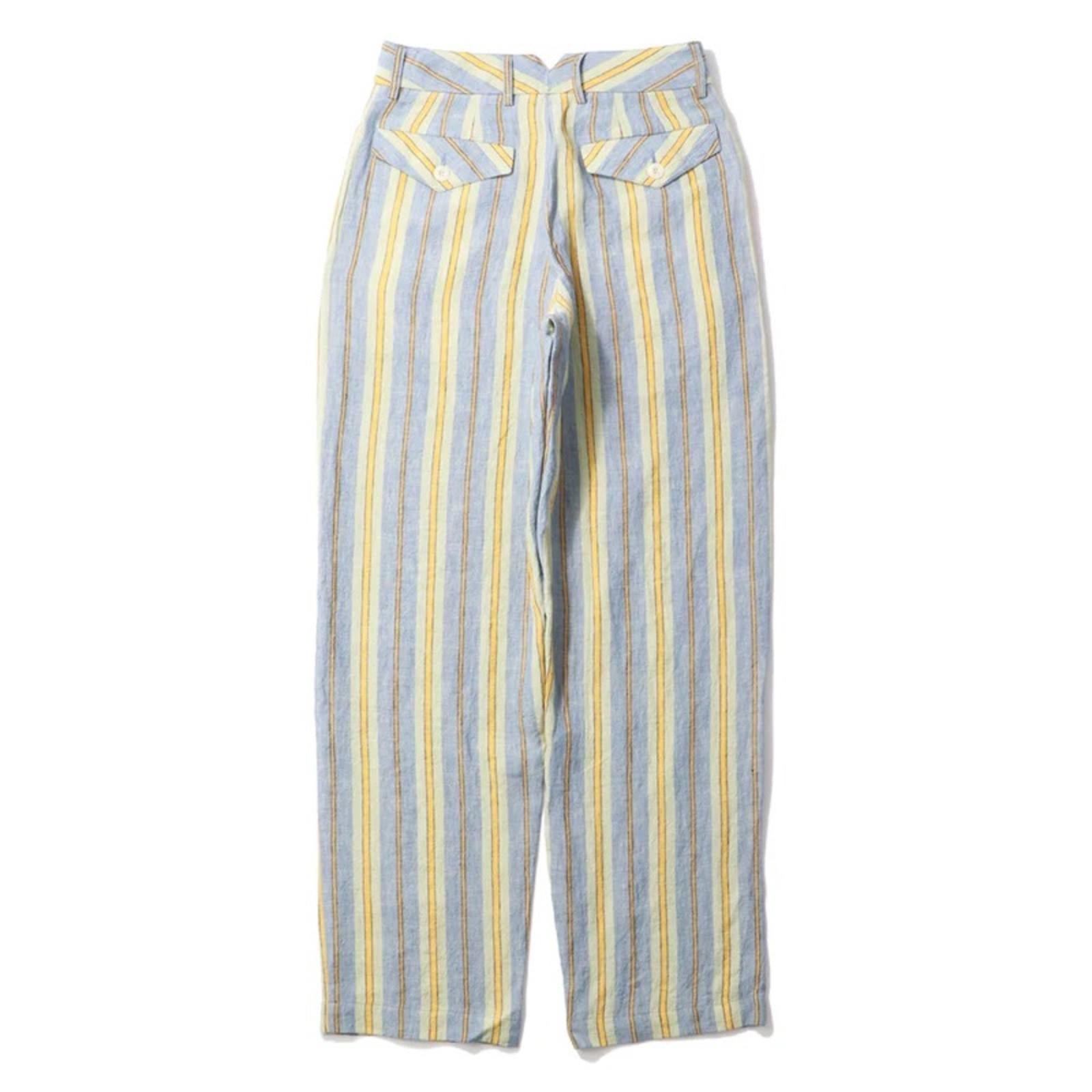 Nicholas Daley Linen Striped Trousers in Blue/Mustard, Size 34 NEW w/Tag $650