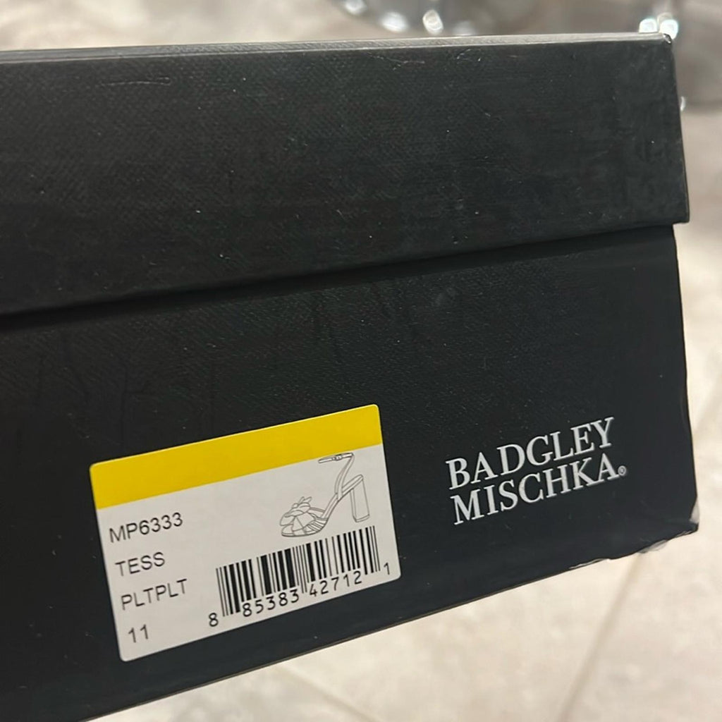 Badgley Mischka Tess Tulle Bow Block Heel Sandals in Gold Size 11 New in Box
