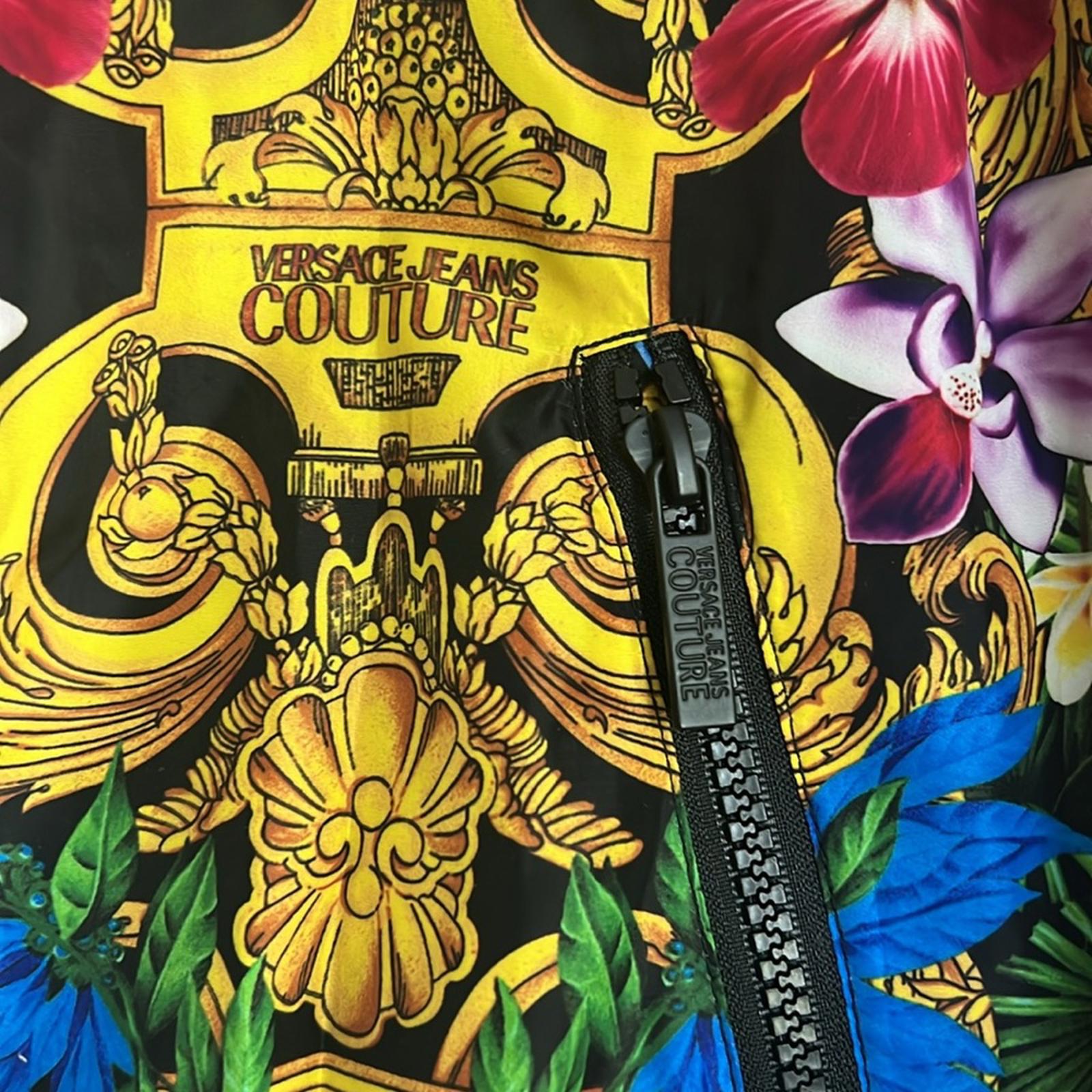 Versace Jeans Couture Jungle Baroque Printed Windbreaker Jacket, NWT, Size 44