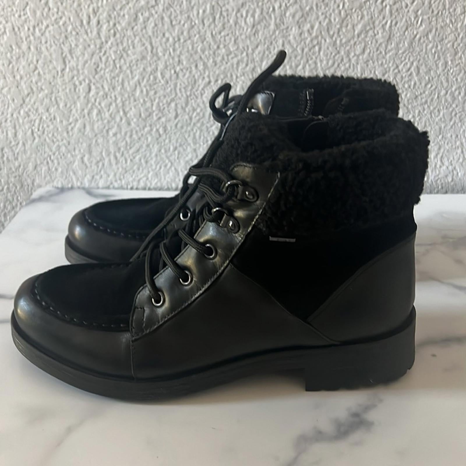 GEOX Rawelle ABX Faux Shearling Trimmed Waterproof Boots, US8 EU38 NEW in Box