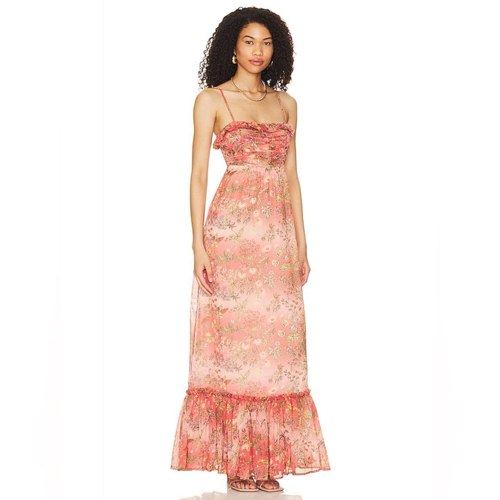 byTiMo Chiffon Sleeveless Ruffle Maxi Dress, Bright Field Size M New w/o Tag