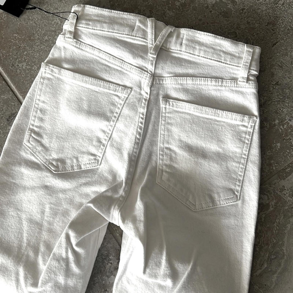 Veronica Beard Jean Carly Raw Hem Kick Flare Jeans White Size 24 New w/Tag $218