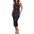 Aqua Lace Halter Midi Dress in Black/Nude, NWT, Size 2, Retail $278