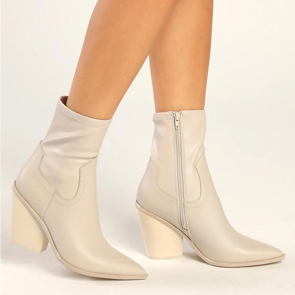 Steve Madden Thorn Western Boots Bone Stretch, Size 9 New in Box, Retail $140