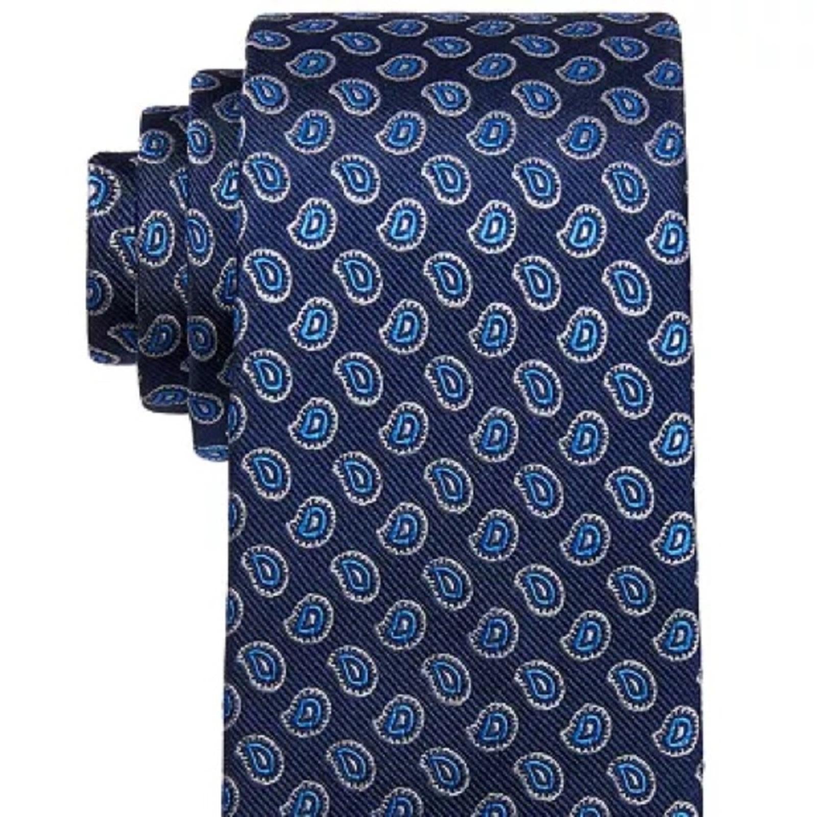 Tommy Hilfiger Men's Small Bold Paisley Tie in Blue/Navy, One Size, NWT