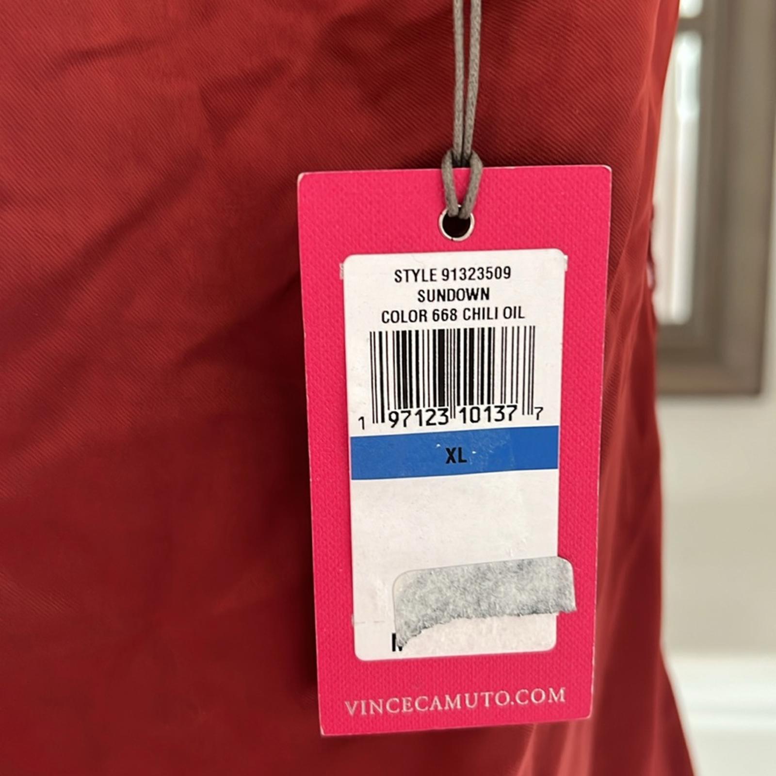 Vince Camuto Notch Collar Satin Vest, Sundown Chili Oil Size XL NEW w/Tag