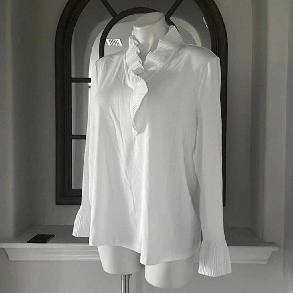 Nic+Zoe Ruffled Up Top Blouse, White, Size XL New w/Tag