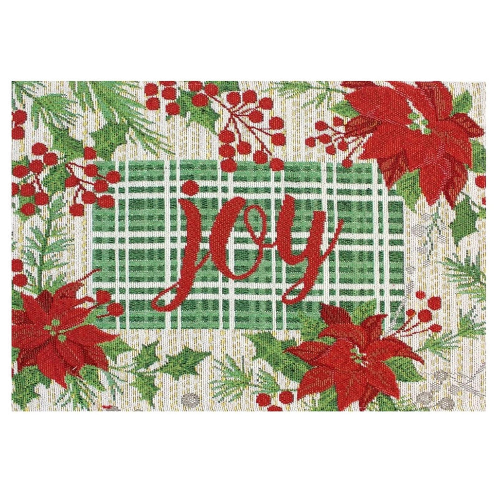 NWT Serafina Home Holiday Joy Christmas Tapestry Placemats, Set of Six New w/Tag