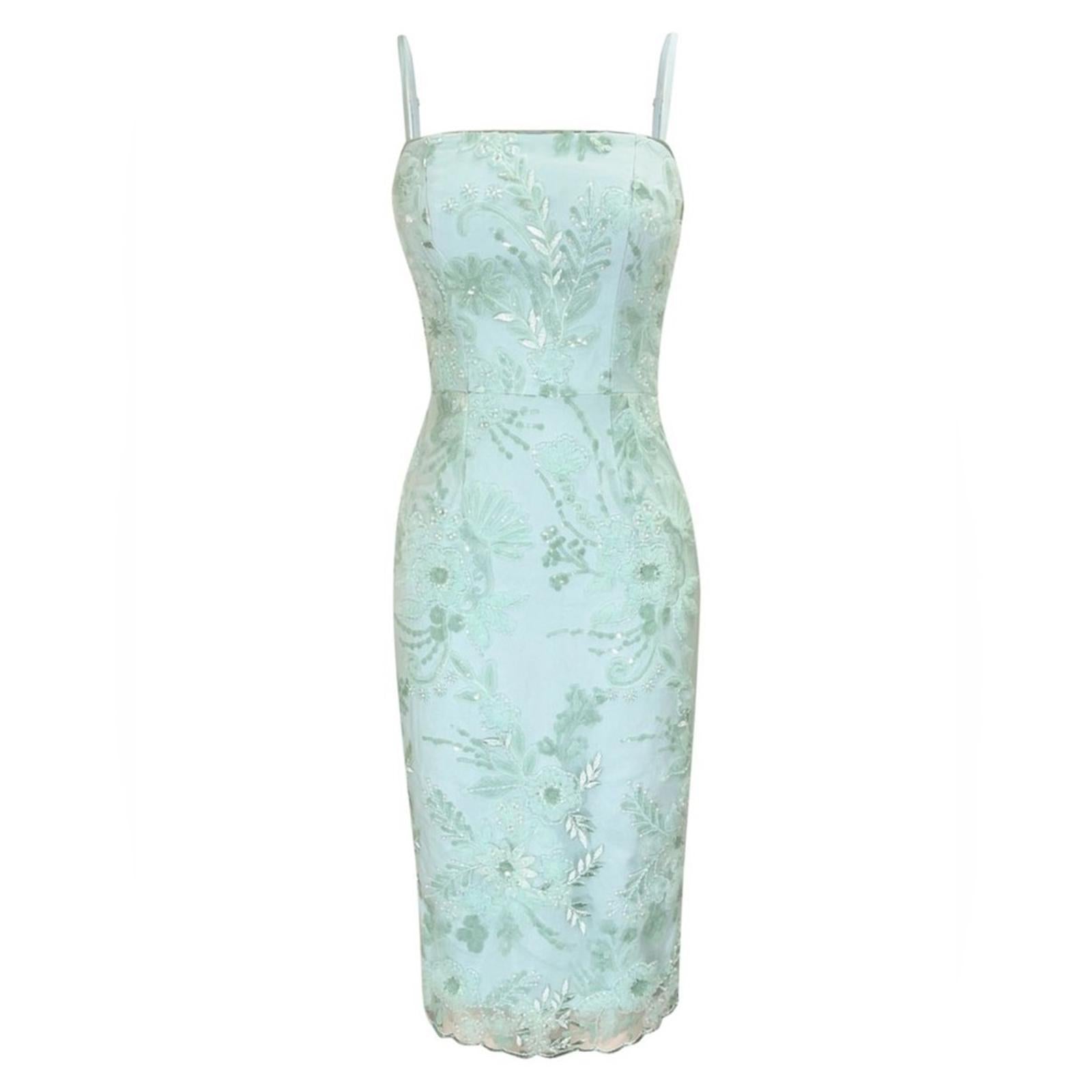 Dress the Population Josselyn Sequin Floral Body-con Dress, Mint Size M NWT $328