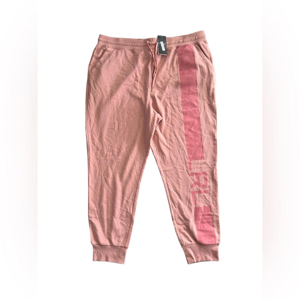 Lauren Ralph Lauren French Terry Plain Jogger Pants, Pink Size XXL New w/Tag