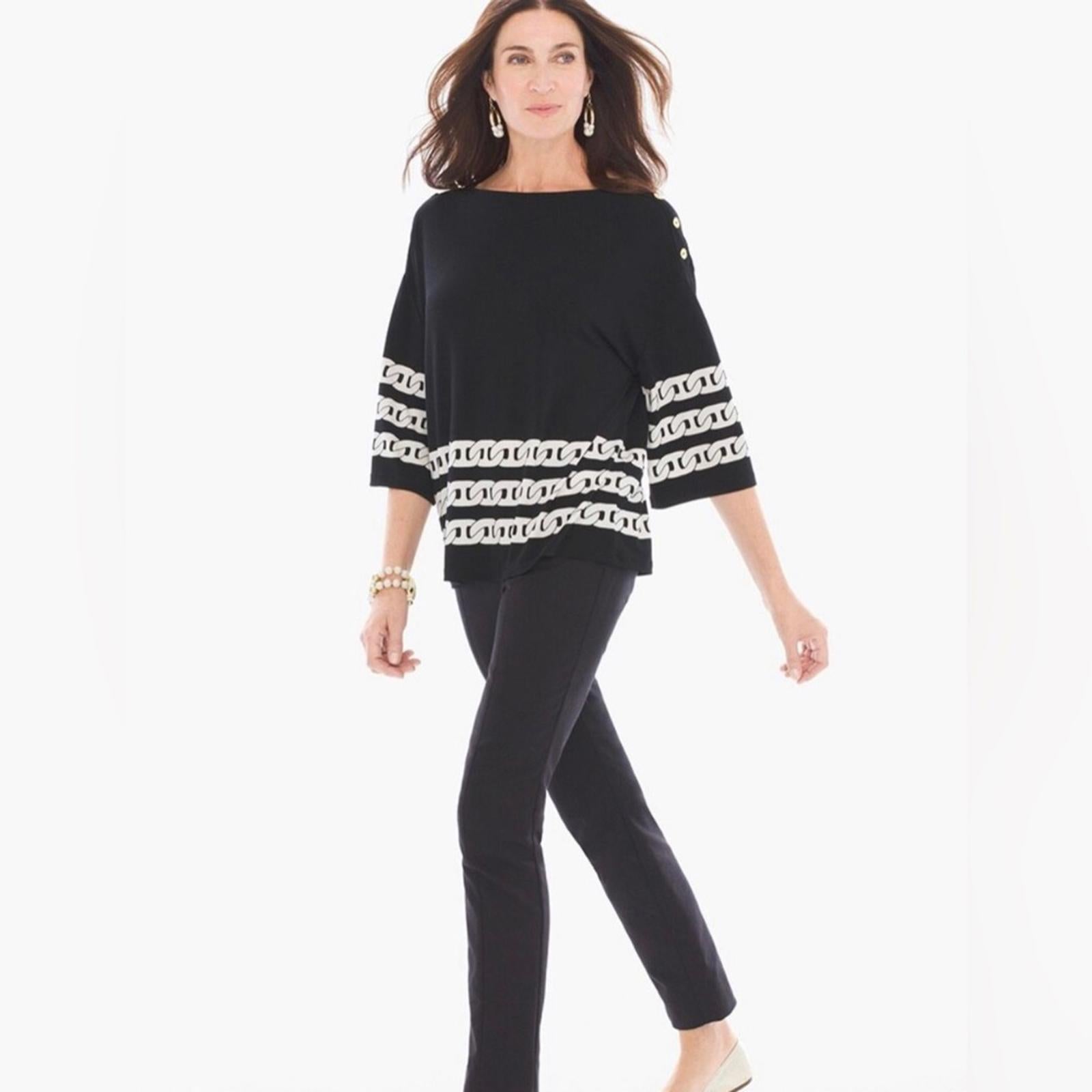 Chico’s Knit Kit Majestic Button Top, Size 4