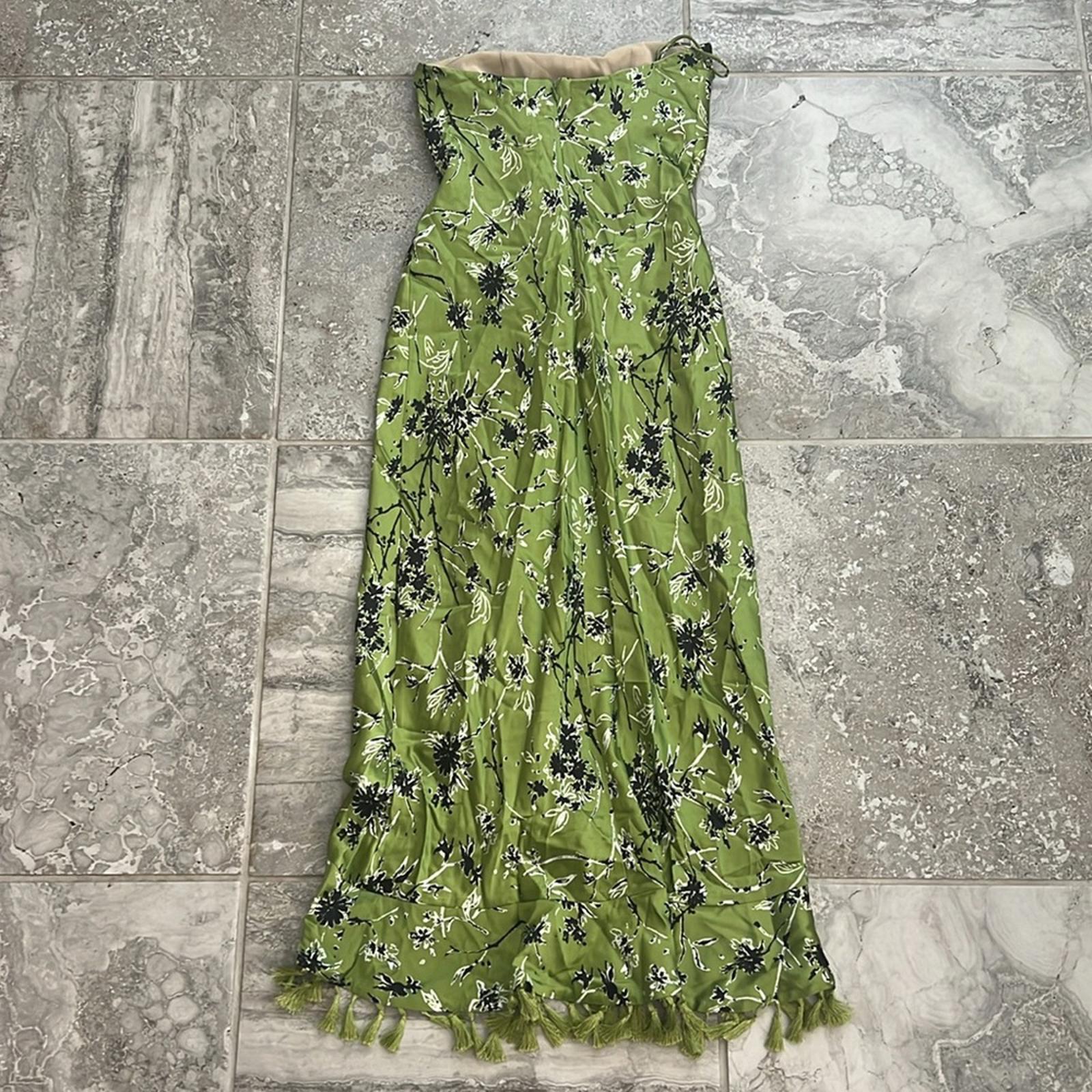 Cinq à Sept Elise Silk Strapless Wildflower Ruffle Tassel Dress, NWT, Size 0