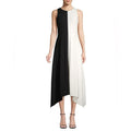 DKNY Sleeveless Color Block Handkerchief A-Line Dress Black White, NEW, Size 14