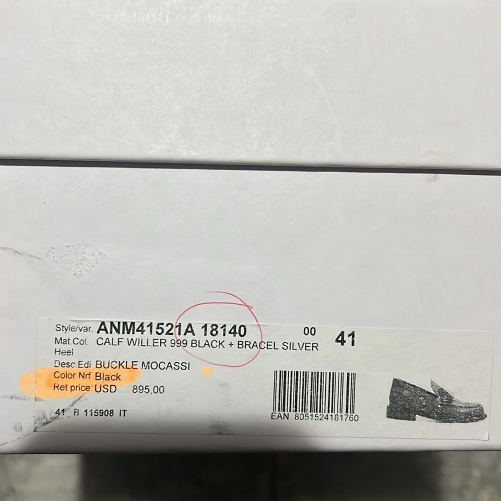 JW Anderson Logo-Engraved Leather Loafers in Black, Size 41 NEW in Box + DustBag