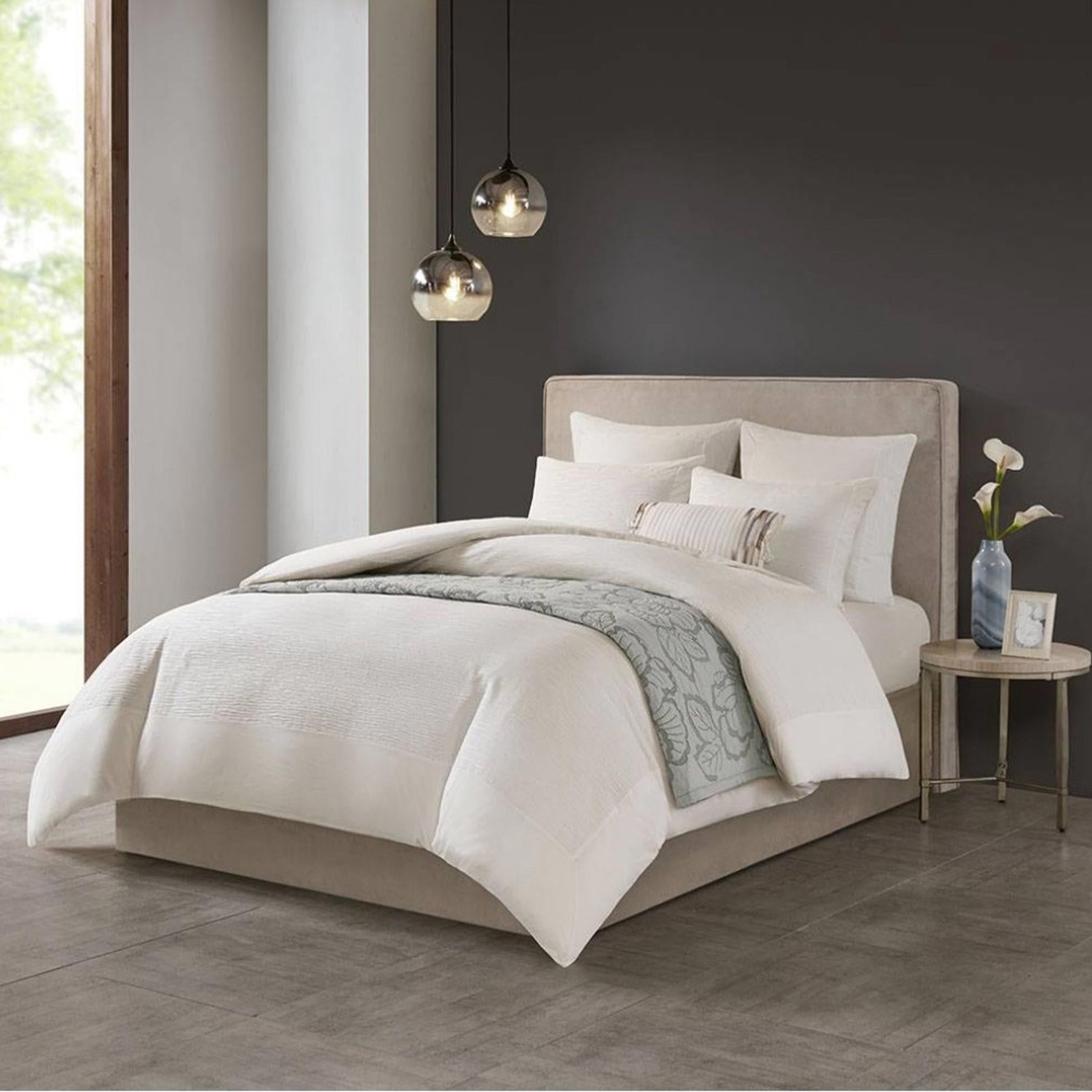NATORI Hanae Queen Cotton Blend Yarn Dyed 3-Piece Duvet Cover Set, New w/Tag