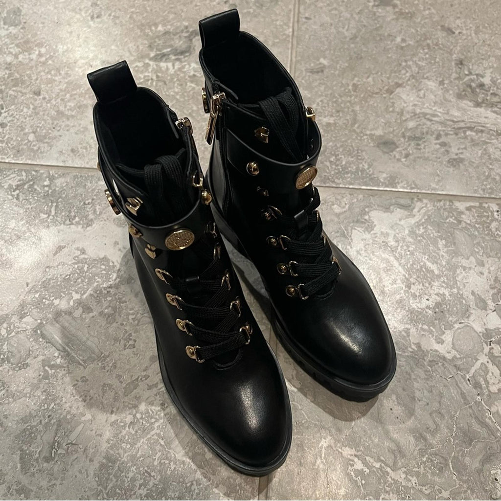 Karl Lagerfeld Perry Lace Up Boots, Black Size US 5M EU 35 Retail $199