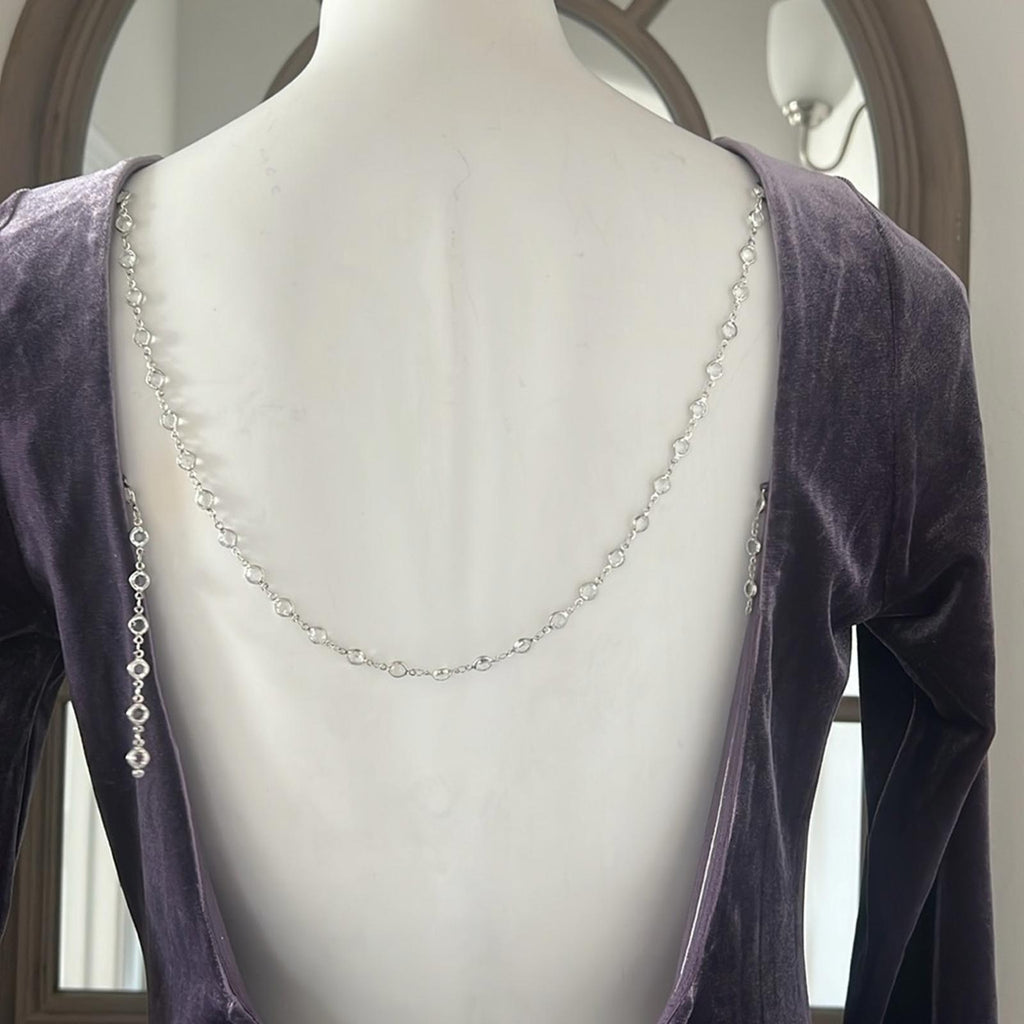 Donna Karan NY Jewel Low Back Velvet Gown in Purple, Size 10 NEW w/Tag $450