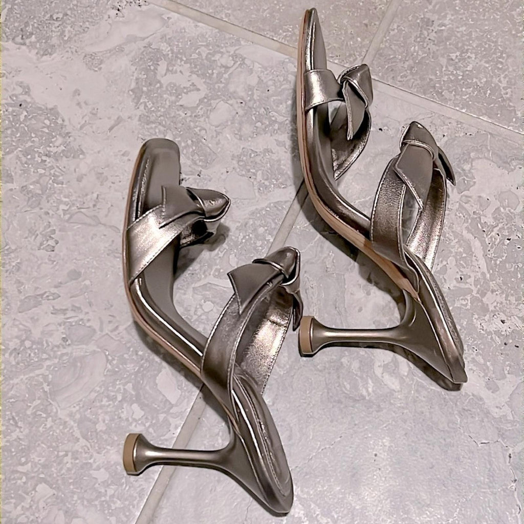 Alexandre Birman Clarita Leather Bow Two-Band Sandals Size 35 NEW w/DustBags