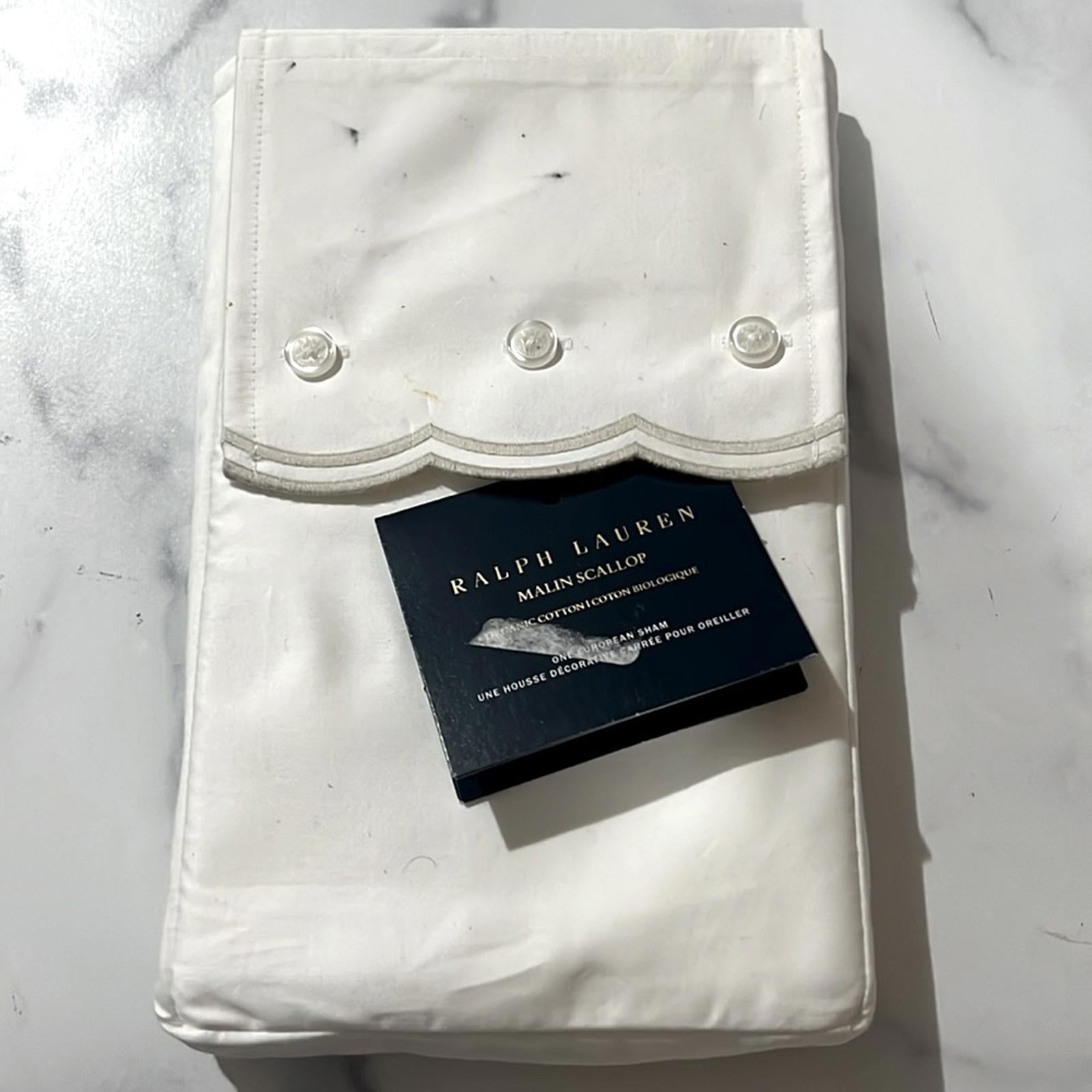 Ralph Lauren Home Malin Organic Cotton Scallop Euro Sham in Silver, NWT $225
