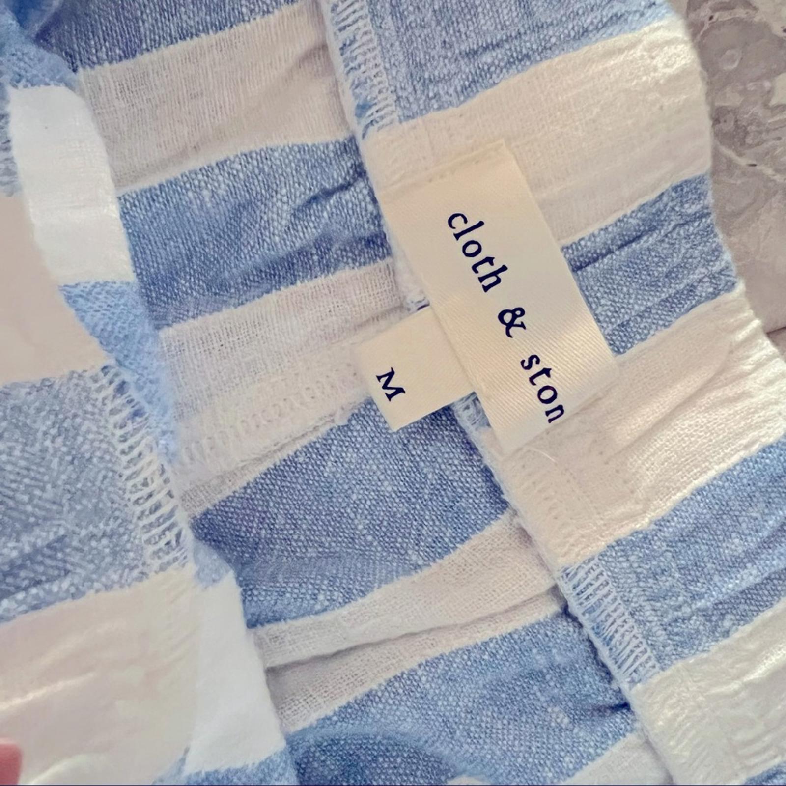 Anthropologie’s Cloth & Stone Linen Wide Leg Pants Blue & Cream Size M New w/Tag