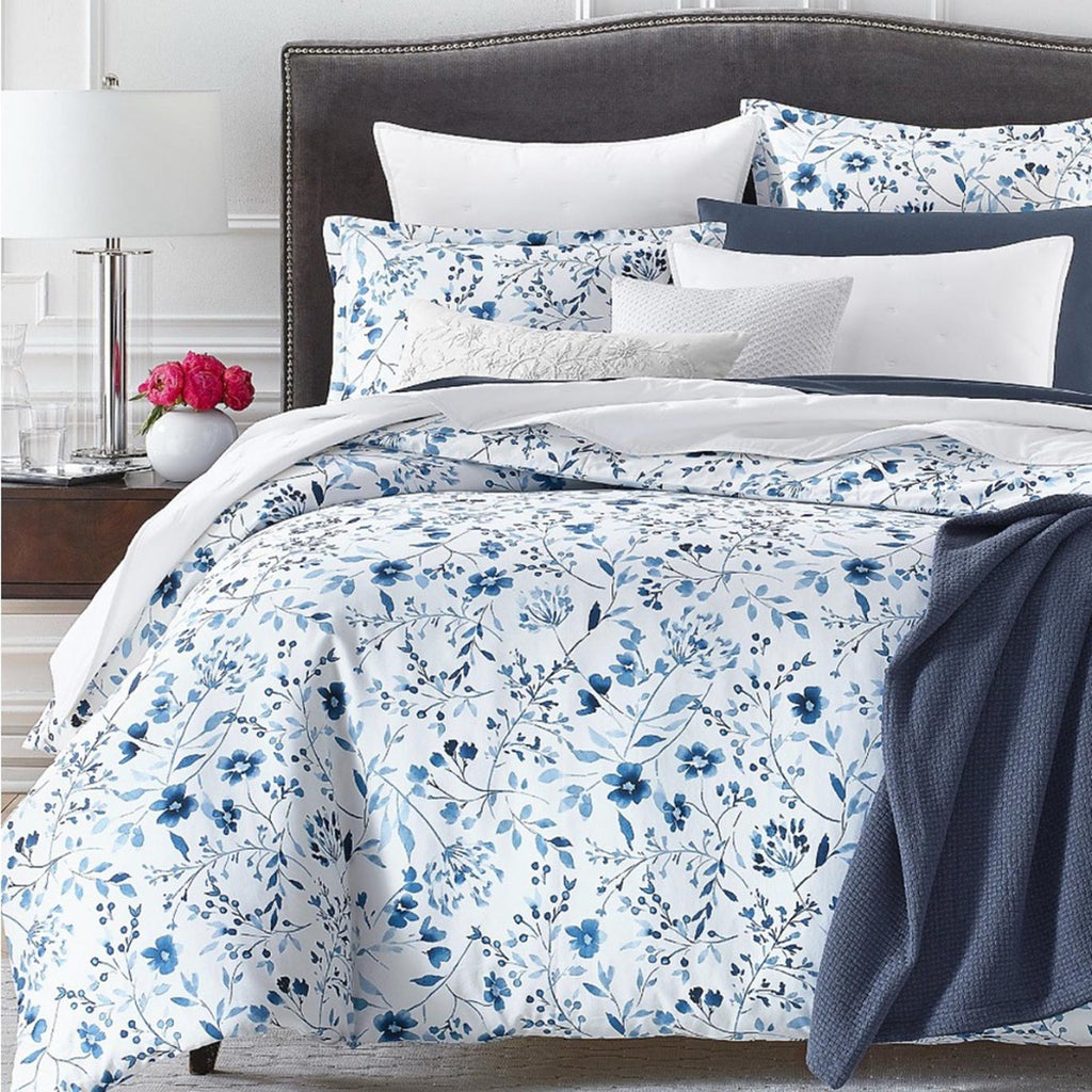 2 SKY Gracie Euro Shams in White & Blue, New in Box $160