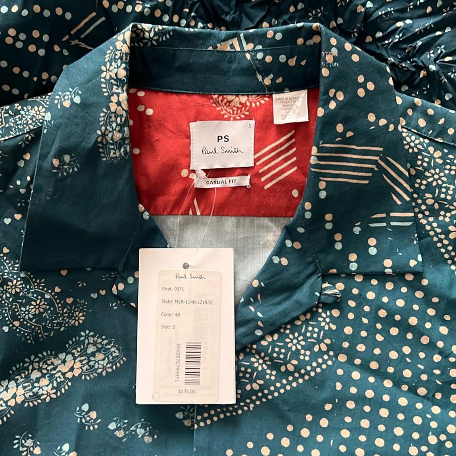 PS Paul Smith Doodle Pattern Short Sleeve Shirt in Dark Blue Size S New w/Tag