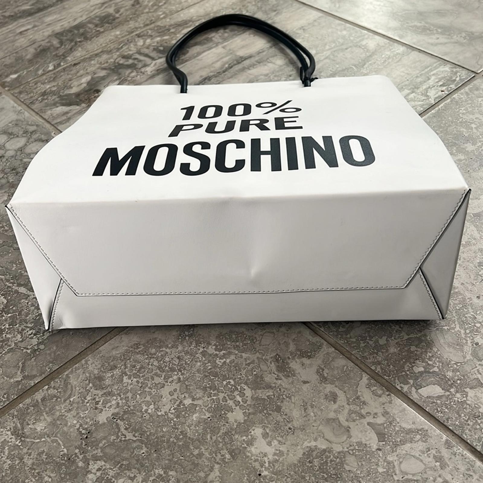 Moschino “100% PURE MOSCHINO” White Leather Shoulder Bag, New with Tag