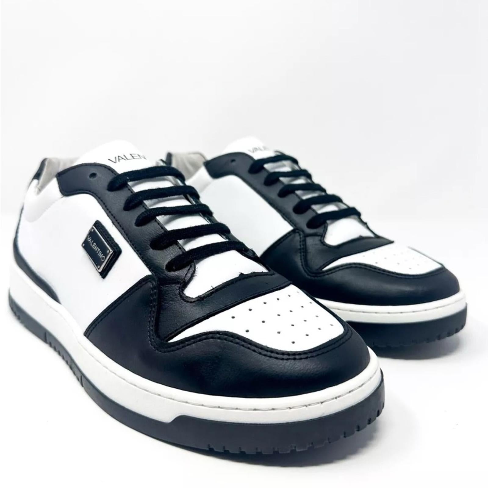 Valentino Oliver Leather Sneakers in Black/White Size 10.5 NEW w/Tag