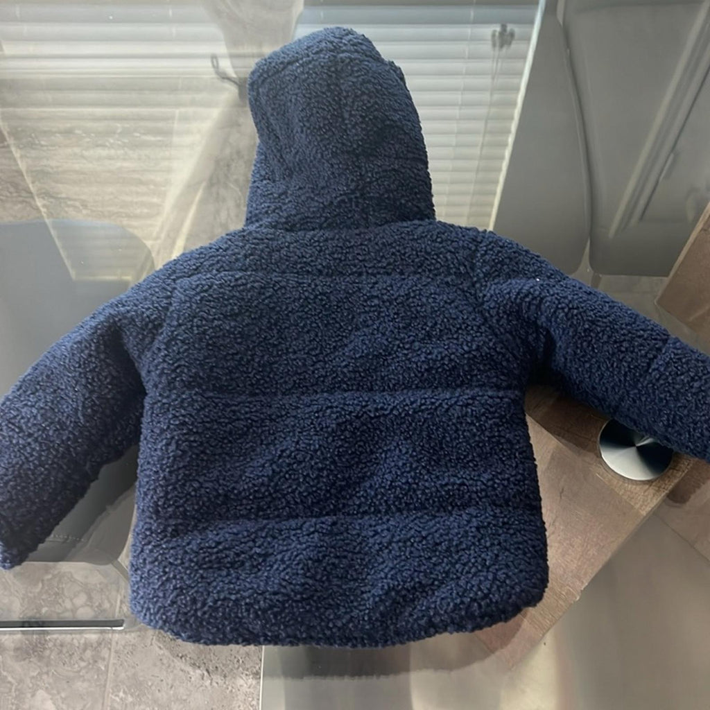 Jessica Simpson Navy Faux Shearling Hooded Jacket, Size 12 Months New w/Tag
