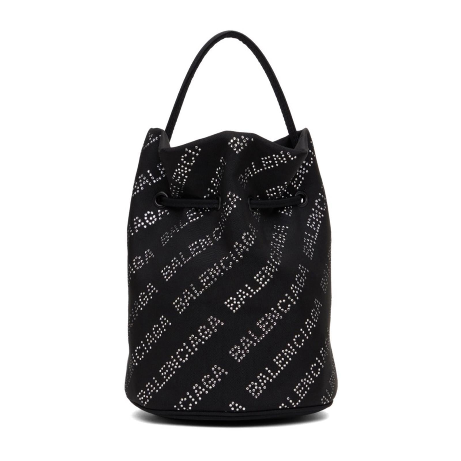 NEW Balenciaga Wheel XS Drawstring Bucket Bag, Black/Crystal $1,390 Sold Out