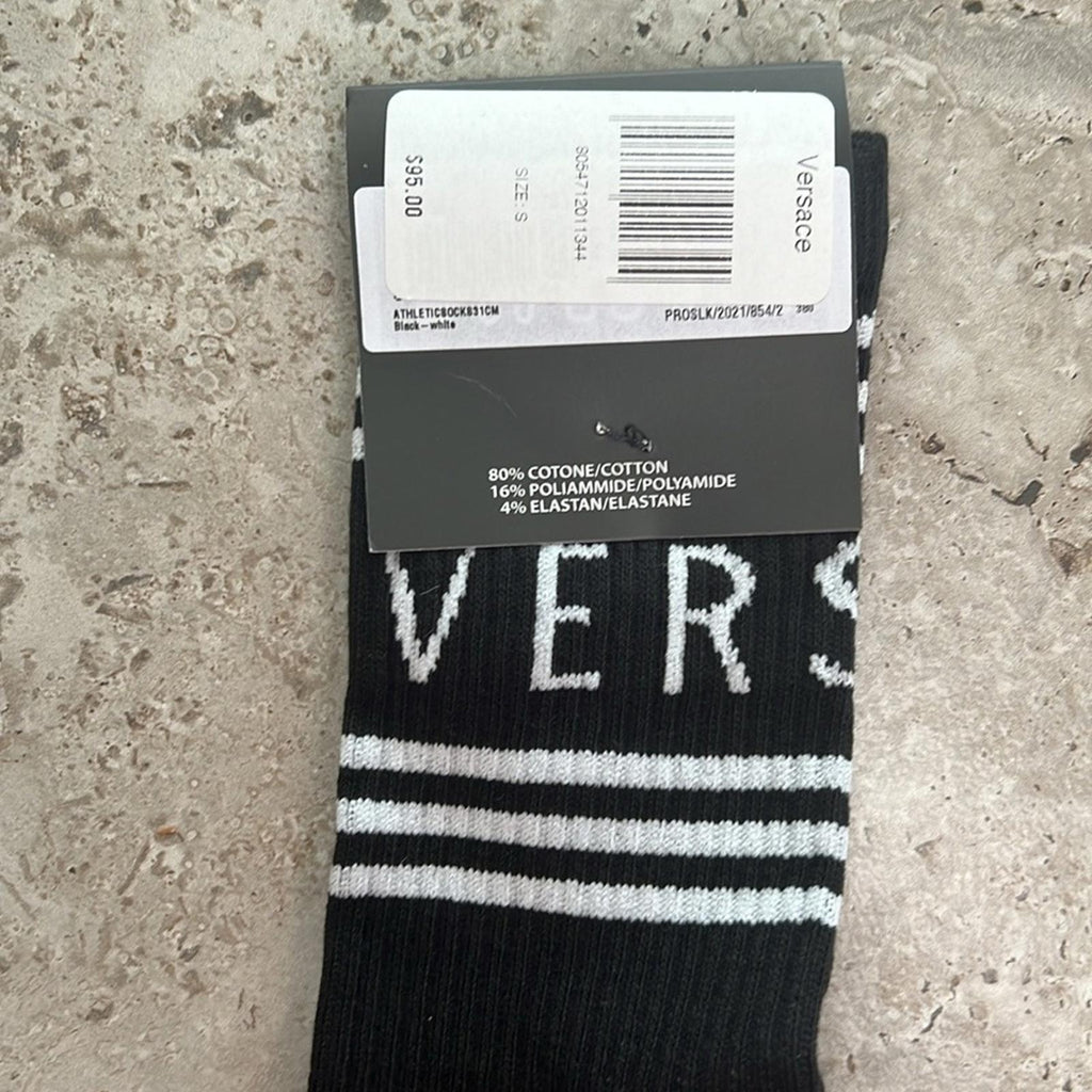 Versace Logo Socks in Black & White, Size S New w/Tag