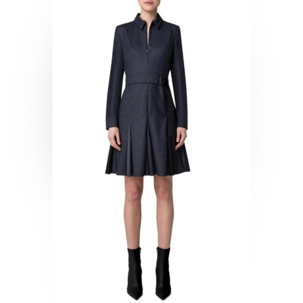 AKRIS PUNTO Fit-and-Flare D-Ring Belted Wool Dress, Size 4 New $1,390 (SOLD OUT)