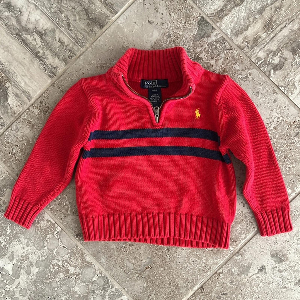 Polo Ralph Lauren Quarter-Zip Sweater in Red, Size 2/2T EXCELLENT!
