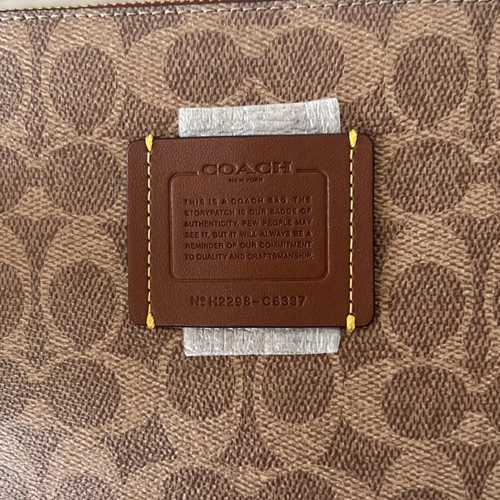 COACH Polished Pebble Leather Restored Day Tote in Brass/Brick Red, New +DustBag