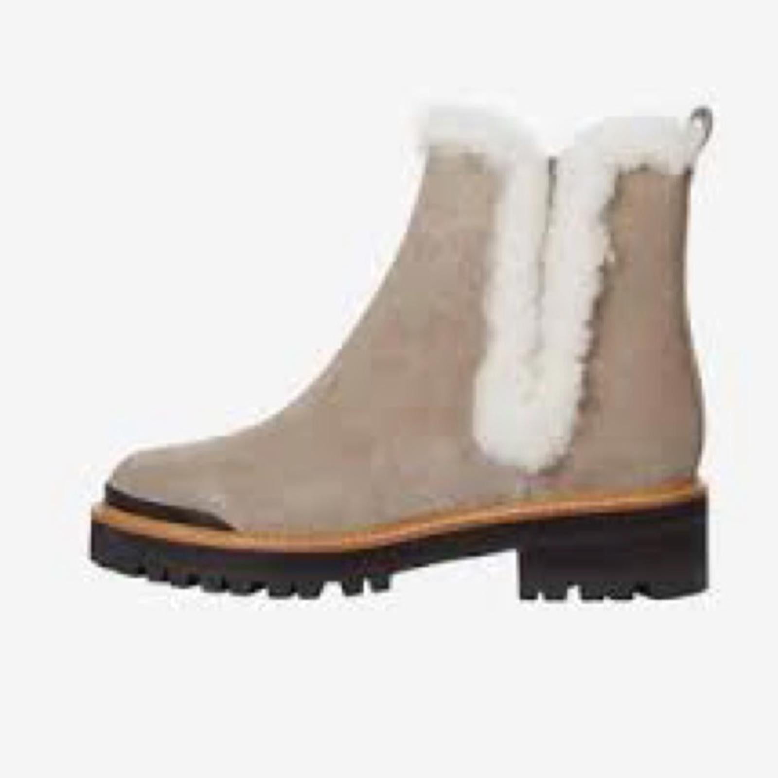 Marc Fisher Real Fur Chelsea Boots in Cloud Suede, Size 11 M, New in Box $259