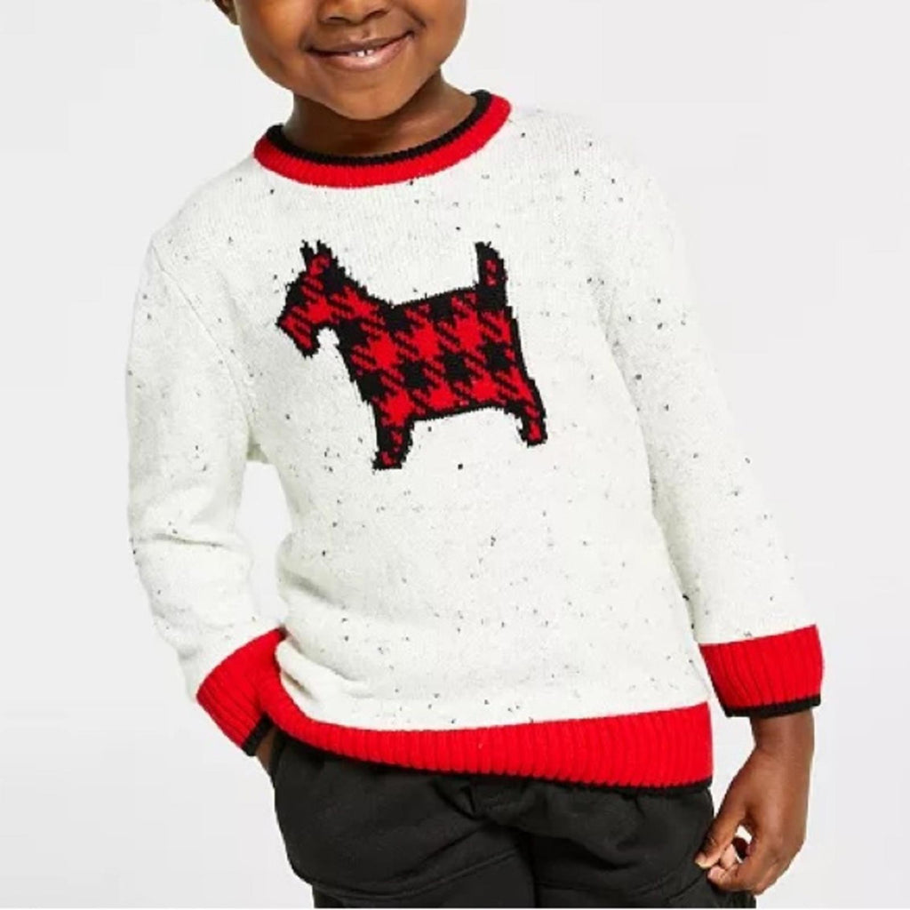 Charter Club Toddler Girls Plaid Dog Print Sweater, Size XL New w/Tag