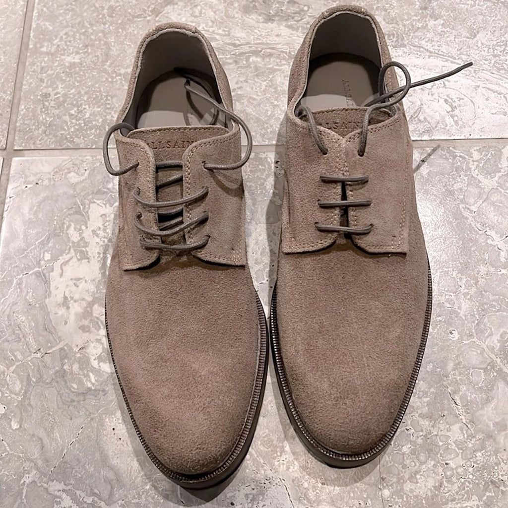 ALLSAINTS Apollo Lace Up Derby Dress Shoes in Dark Taupe, Size EU41 US8 NWT $300