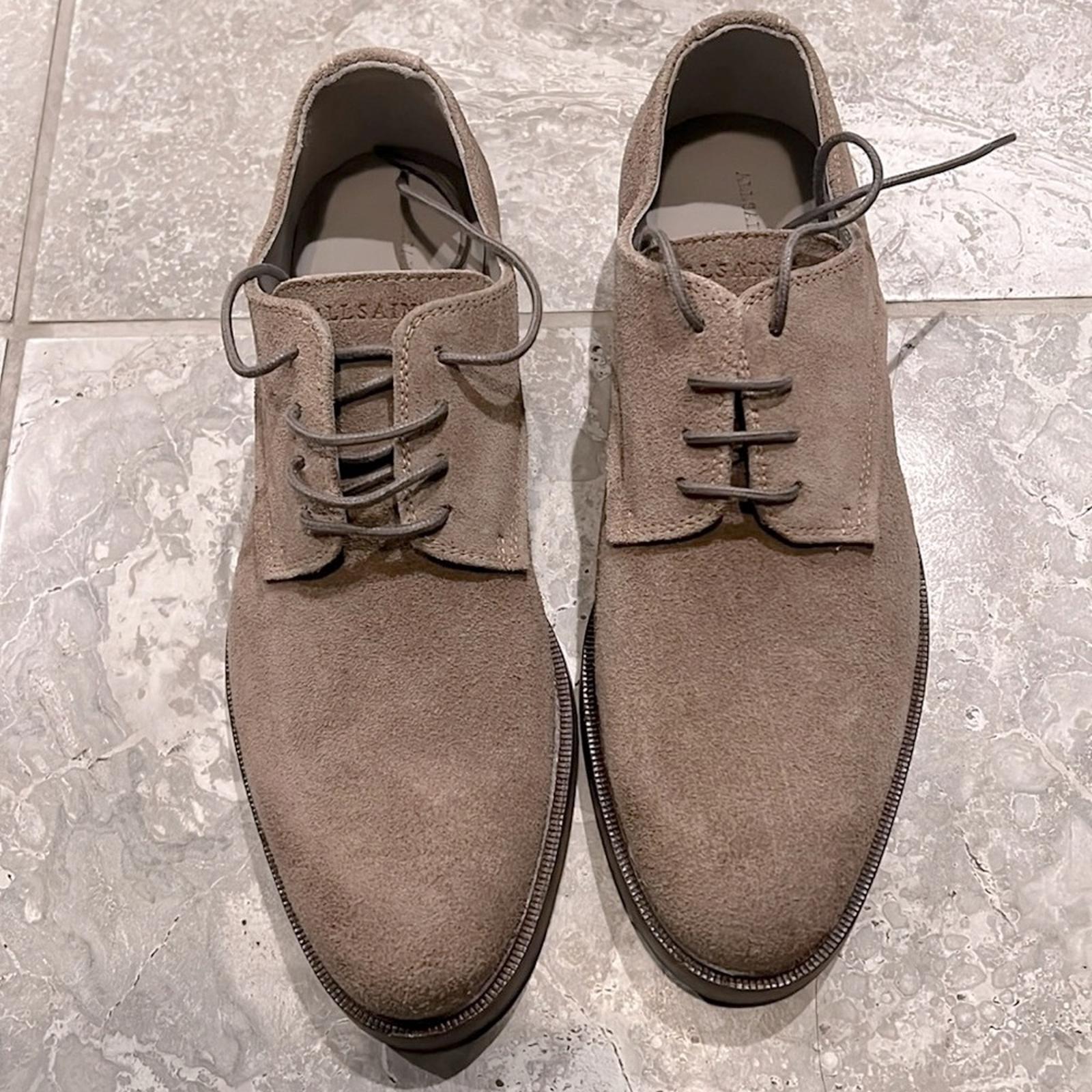 ALLSAINTS Apollo Lace Up Derby Dress Shoes in Dark Taupe, Size EU41 US8 NWT $300