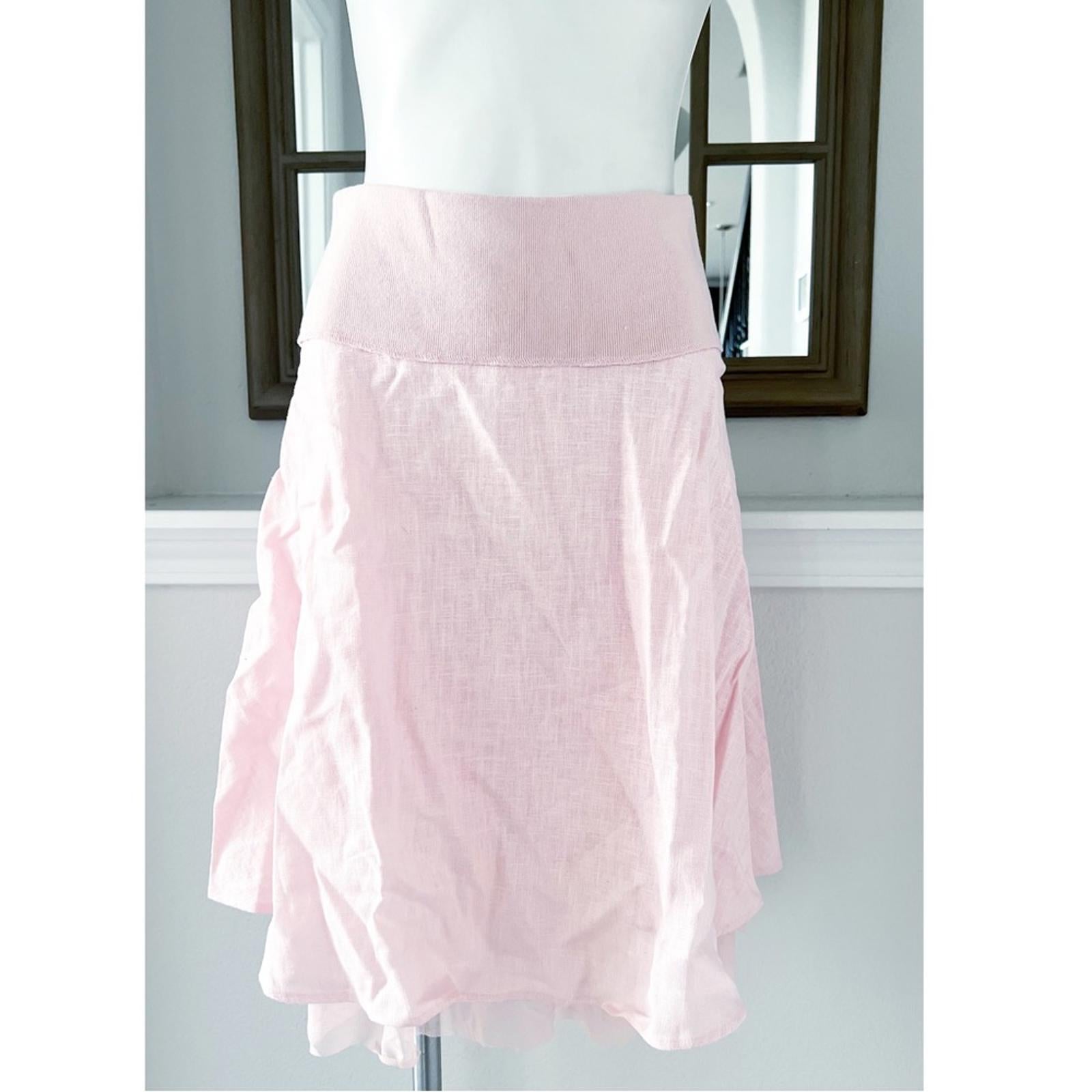 For Joseph Linen Midi Skirt in Blush Pink, NEW, Size L