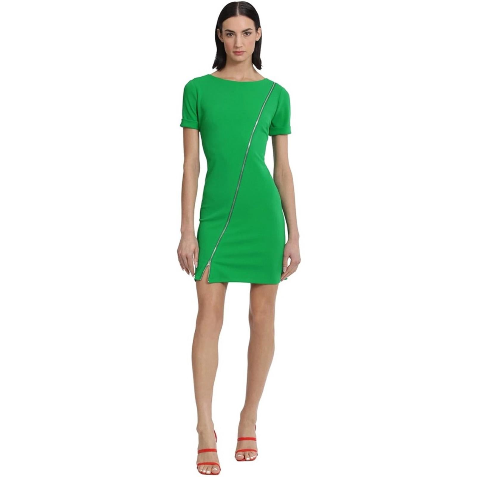 Donna Morgan Jewel-Neck Exposed-Zipper Mini Dress, Size 14 EXCELLENT