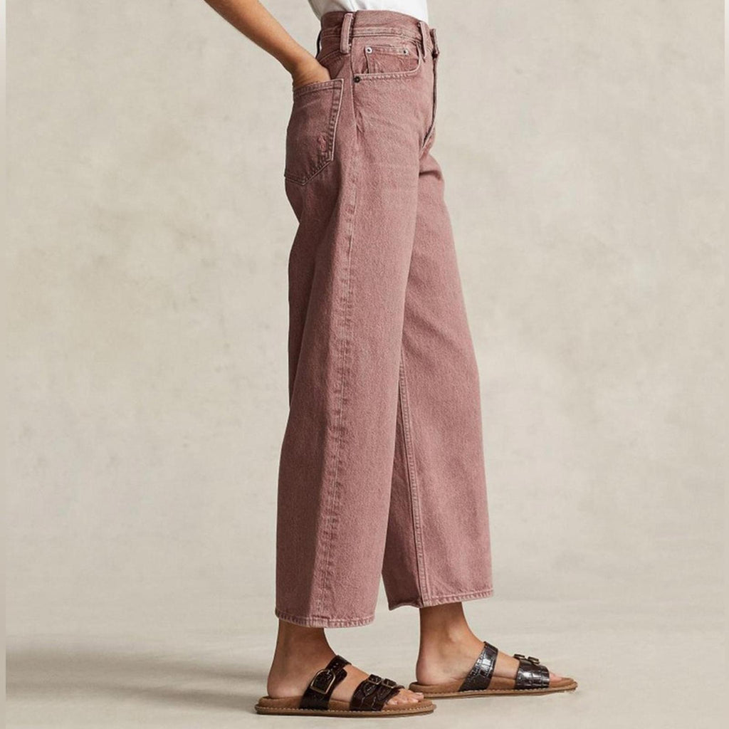 Polo Ralph Lauren High-Rise Wide Leg Jeans in Dusty Pink, Size 28 New w/Tag $248