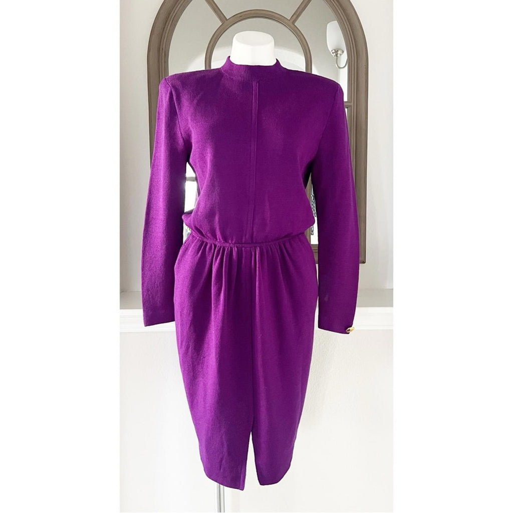 St. John Couture Vintage Sweaterdress in Purple, Size 8, EXCELLENT!